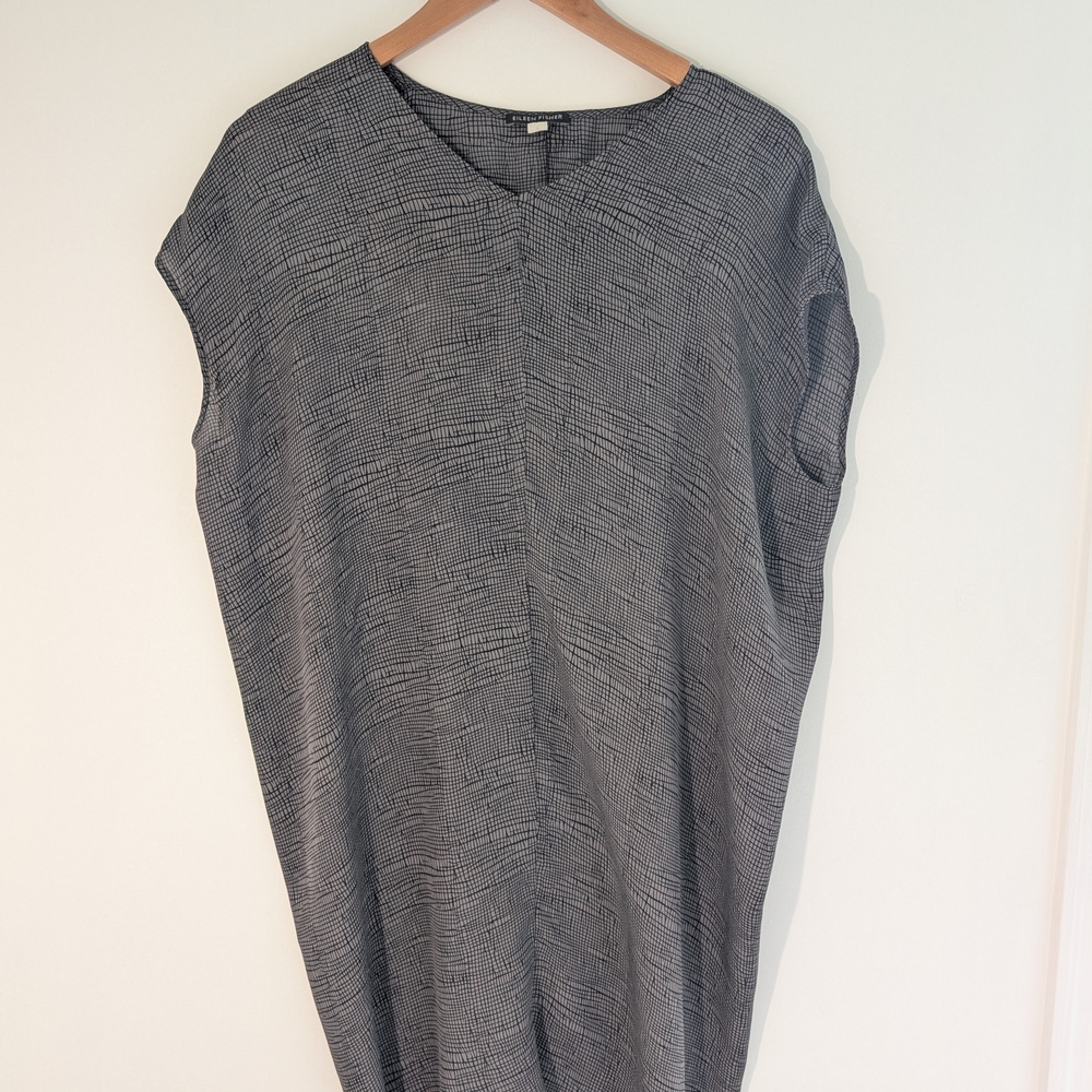 Eileen Fisher Black and White Patterned Dress